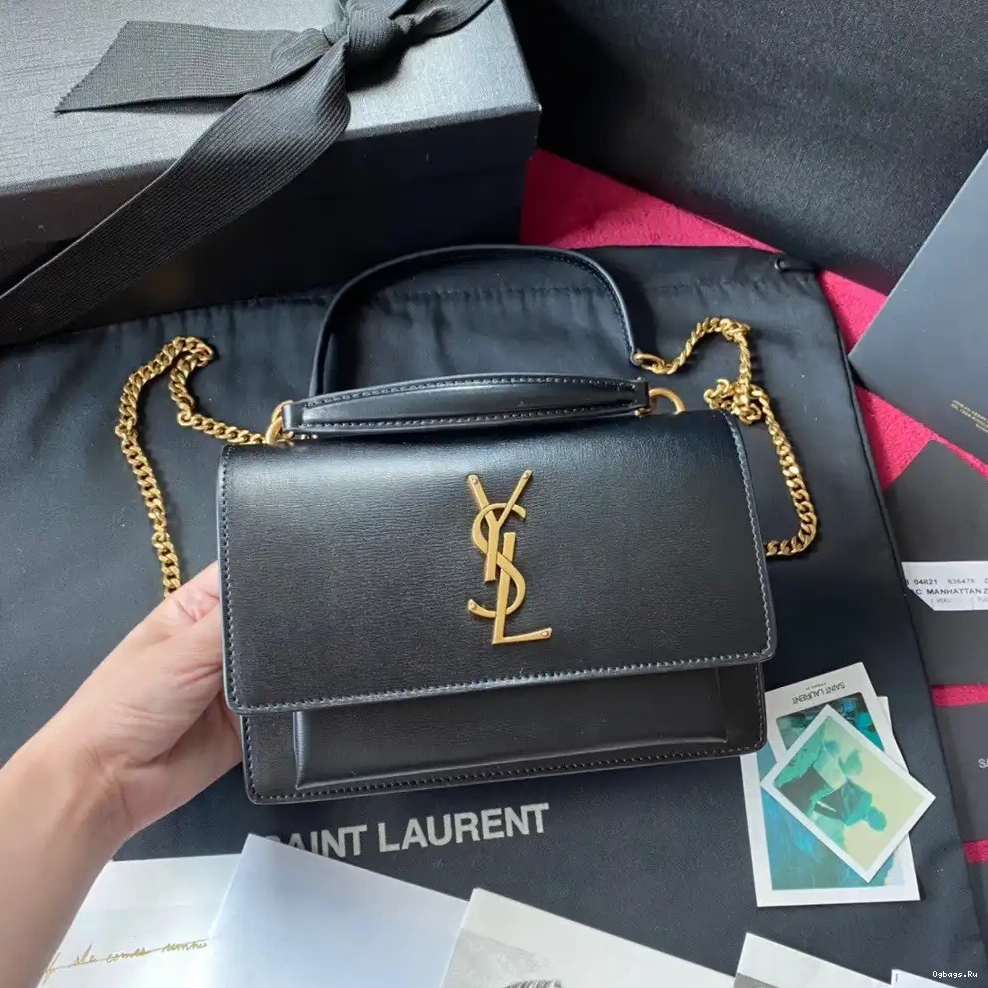 SUNSET YSL LEATHER SHINY CROCODILE-EMBOSSED IN 0611